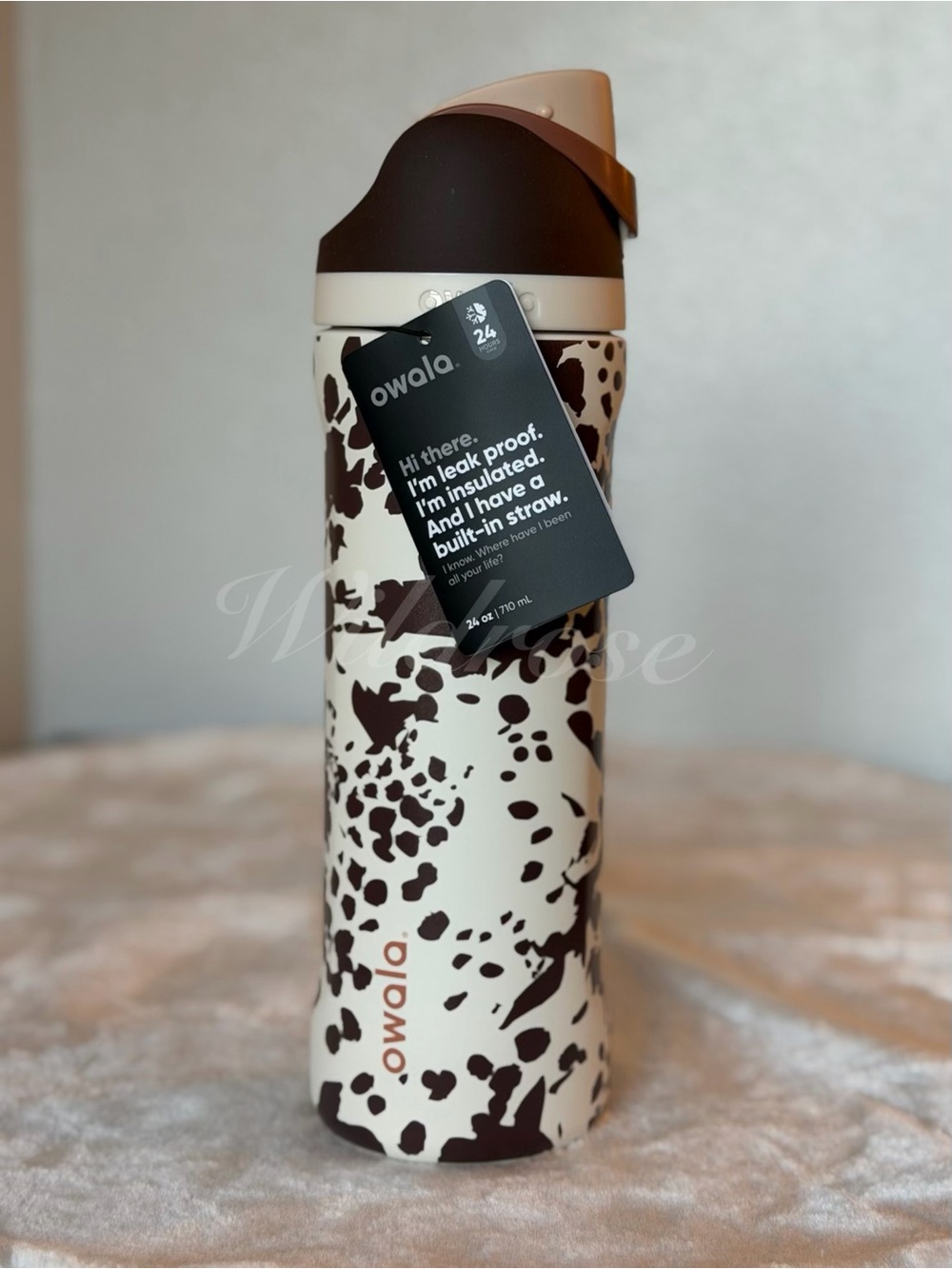 Owala COW PRINT COWGIRL CORE BROWN WHITE 24oz Freesip NWT - Picture 4 of 4